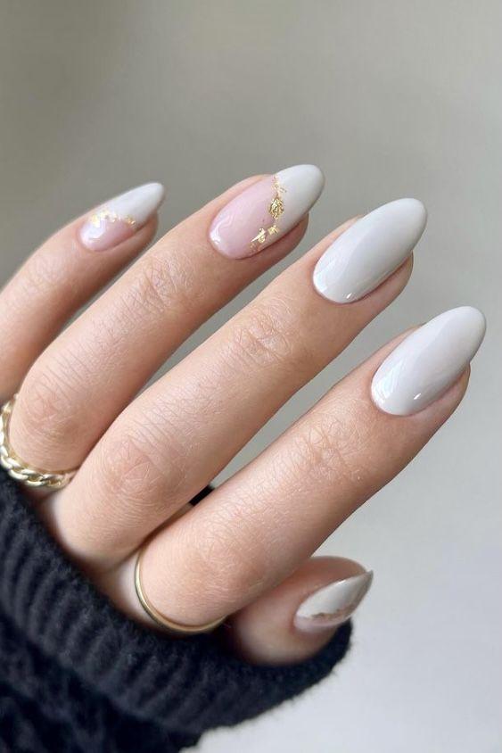 مدل ناخن زمستانه شیک صورتی و خاکستری
