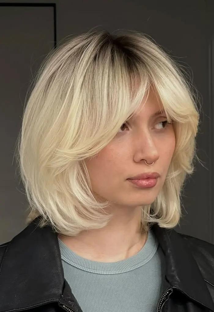 مدل لاب بلوند لیر با چتری پرده ای