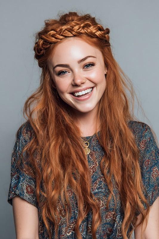 تاج گره ای شرابی گرم - مدل موی وایکینگی زنانه
