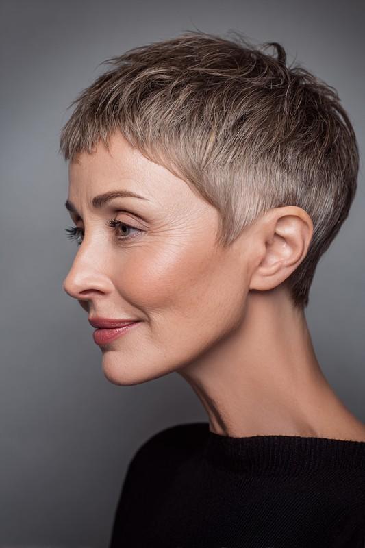 مدل کراپ مخروطی با پایه قهوه ای خاکستری (مدل مو کوتاه کم پشت زنانه)