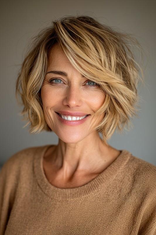 3. Wispy Shag Bob in Honey Caramel (مدل مو شیک میانسال)