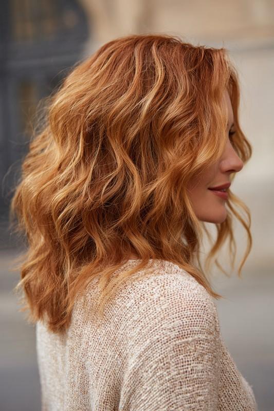 26. Dimensional Wave Cut in Sunlit Caramel (مدل مو شیک میانسال)