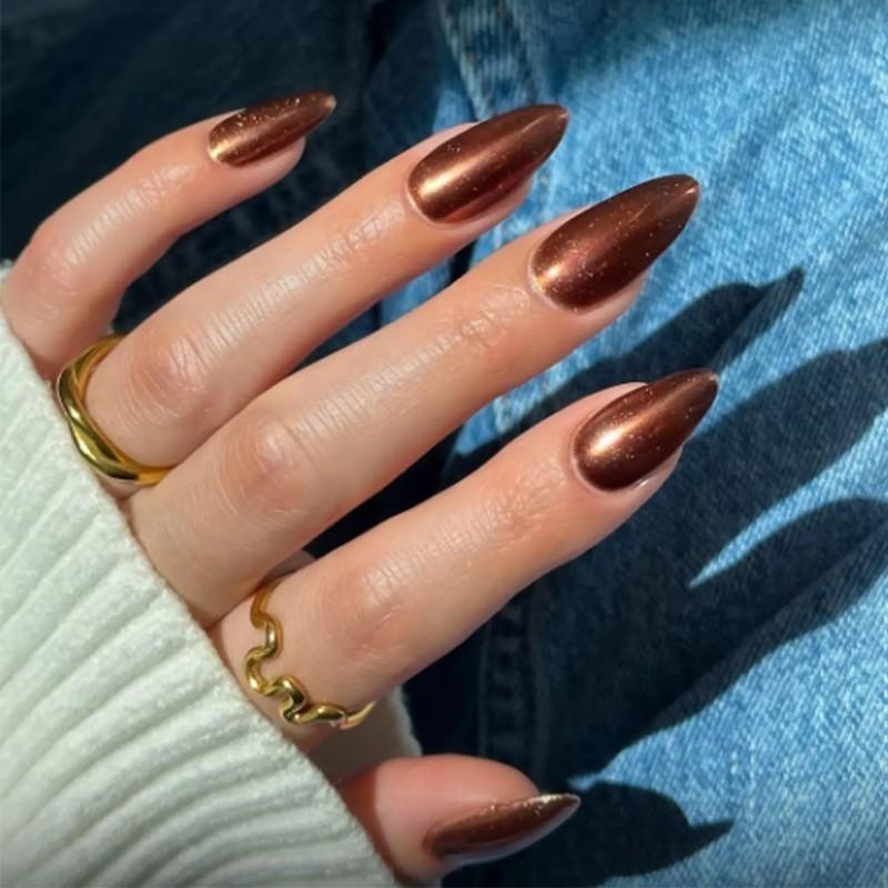 مدل ناخن شکلاتی کروم گرم