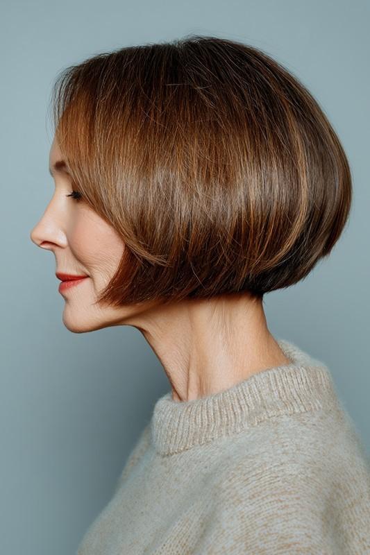 باب صاف تا چانه در قهوه ای اسپرسو - جدیدترین مدل موی خانم های مسن