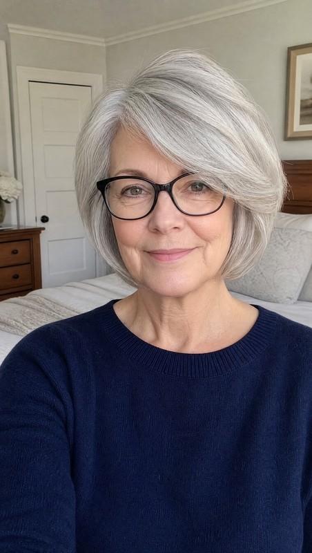 مدل موی کوتاه موج دار با رنگ سفید طبیعی - مدل مو برای خانم های مسن