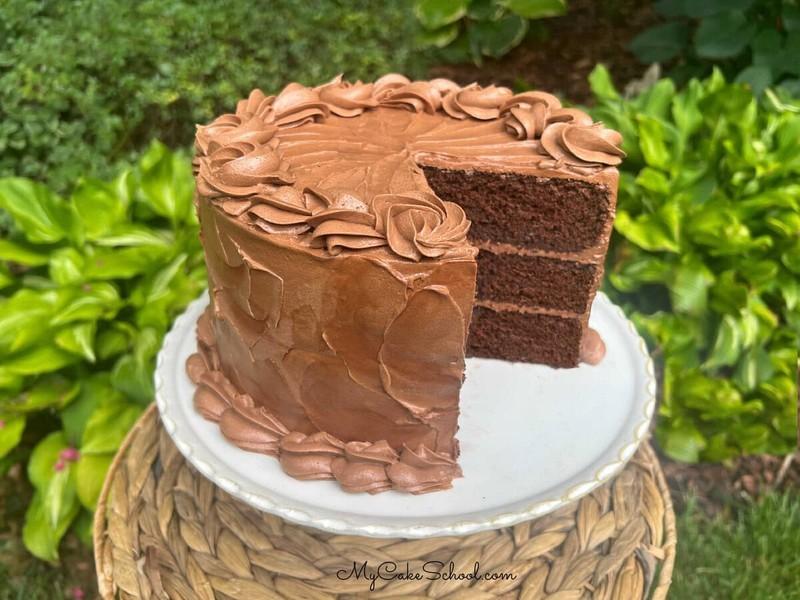 طرز تهیه کیک شکلاتی بدون گلوتن روی پایه کیک.