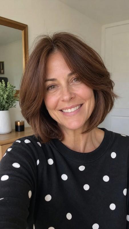 مدل مو زنانه جدید - Soft Layered Bob with Chestnut Brown