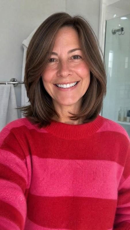 مدل مو زنانه جدید - Feathered Lob with Medium Brown