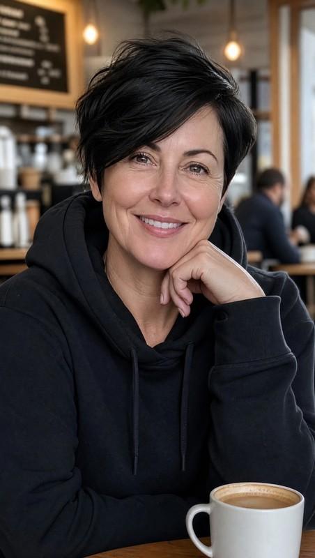 مدل مو زنانه جدید - Side-Swept Pixie with Soft Black