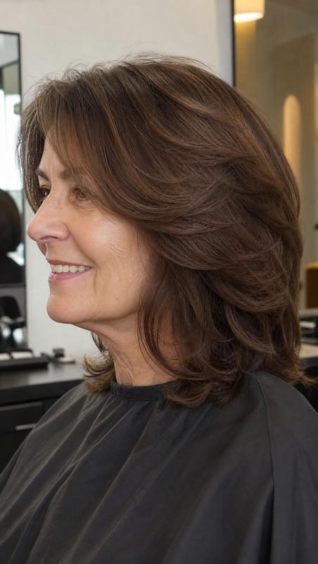 مدل موی کوتاه زنانه Curved Layers with Rich Brunette