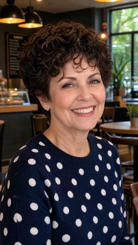 مدل موی فر زنانه - Tapered Curly Cut in Espresso Brown