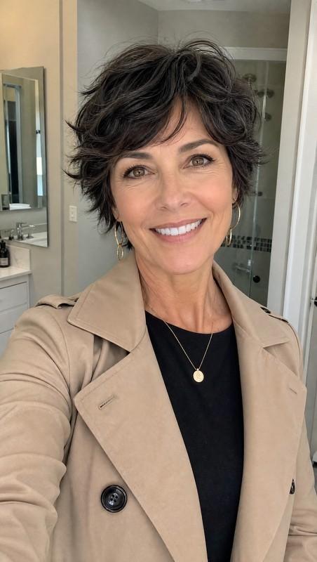 مدل موی کوتاه زنانه - 23. Short Razor Cut with Brown Black