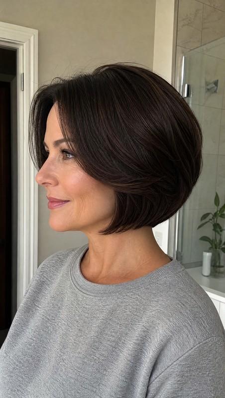 مدل مو زنانه جدید - Rounded Bob with Espresso Brown