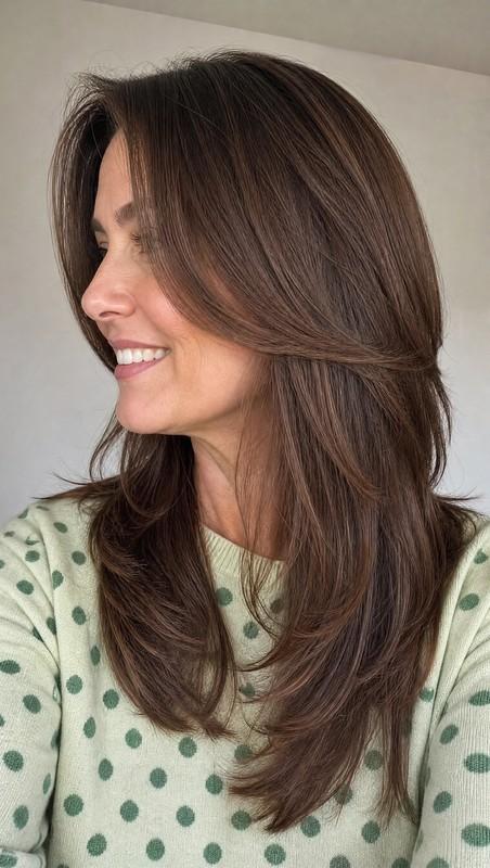 مدل مو زنانه جدید - Curtain Layer Cut with Medium Brown