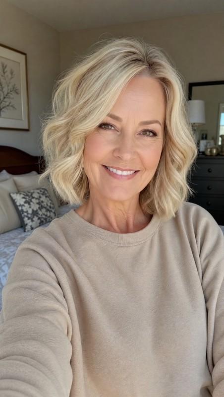 مدل موی کوتاه زنانه Soft Waves with Creamy Blonde
