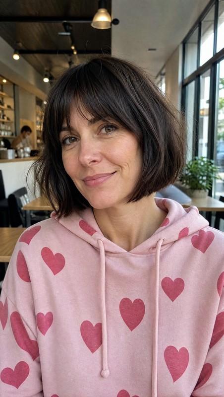 مدل مو زنانه جدید - Chin-Length French Bob with Espresso Brown