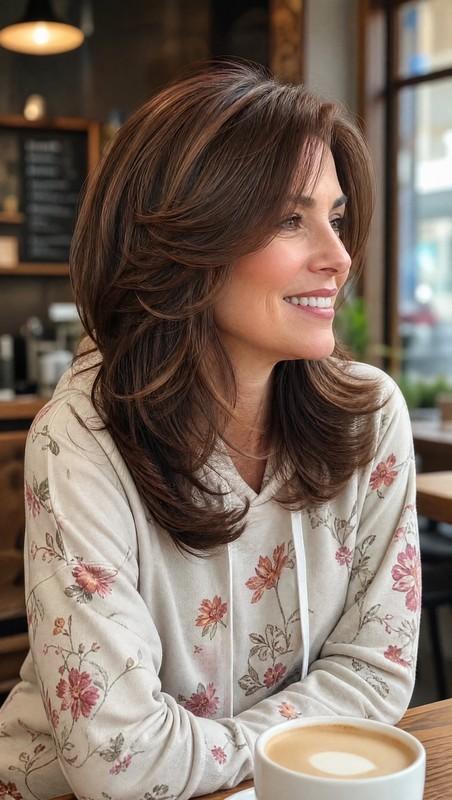 مدل مو زنانه جدید - Layered C-Cut with Rich Chestnut