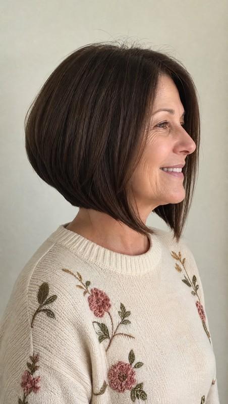 مدل موی باب کوتاه زاویه دار با رنگ قهوه ای اسپرسو