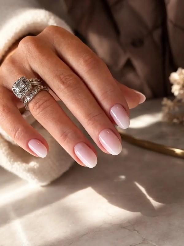 طرح های کوتاه آمبره سفید ساده برای طراحی ناخن کوتاه