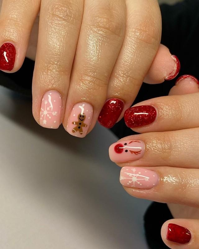 طراحی ناخن کریسمس با شیرینی زنجبیلی